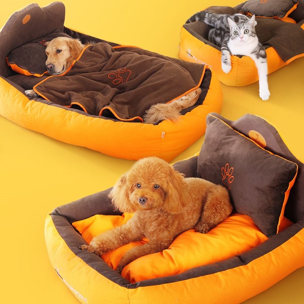 Washable Bed w Free Pillow & Blanket for Pet Dog - Picture 11 of 12